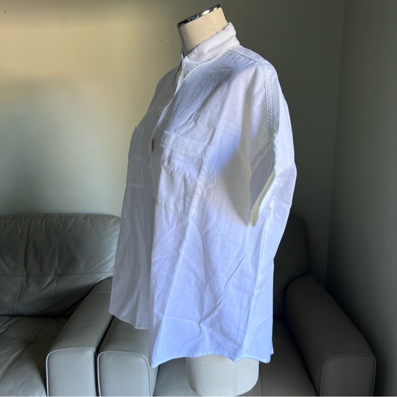 NEW Madewell Sz S White Cotton Courier Shirt Short Sleeve Button Up Boxy Natural - Picture 14 of 17